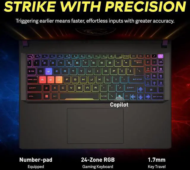Alt view image 5 of 7 - MSI Vector 16" 240Hz QHD+ Gaming Laptop, AMD Ryzen 9 8940HX, 16GB DDR5, 1TB PCIe SSD, NVIDIA GeForce RTX 5070 Ti, 24-Zone RGB Backlit Keyboard, Copilot, Win 11 Pro, Gray, 1TB Docking Station Set