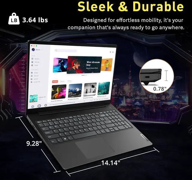 Alt view image 6 of 7 - Lenovo V15 G4 IRU 15.6" FHD Laptop, Intel i5-13420H, 16GB DDR4 RAM, 1.5TB Storage (512GB SSD+1TB Docking Station Set), Intel UHD Graphics, Full-Size Keyboard, Windows 11 Home, Black