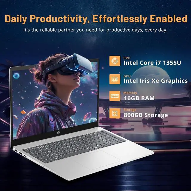 Alt view image 3 of 7 - HP 15.6" FHD Touchscreen Business Laptop, Intel Core i7-1355U, 16GB RAM, 800GB Storage(512GB SSD+288GB Docking Station Set), Intel Iris Xe Graphics, Numeric Keypad, Windows 11 Home, Silver