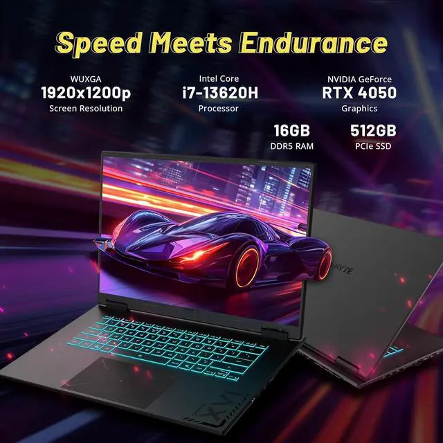Alt view image 3 of 7 - GIGABYTE Gaming A16 16" WUXGA 165Hz Laptop, Intel i7-13620H, 16GB DDR5, 1.5TB Storage (512GB SSD+1TB Docking Station Set), NVIDIA GeForce RTX 4050, RGB Backlit Keyboard, Win 11 Pro, Black Steel