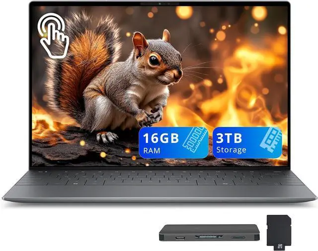 Main image of Dell XPS 13.4" 3K OLED Touchscreen Laptop, Snapdragon X Elite X1E-80, 16GB RAM, 3TB Storage(2TB SSD+1TB Docking Station Set), Backlit Keyboard, Fingerprint Reader, Win 11, Graphite