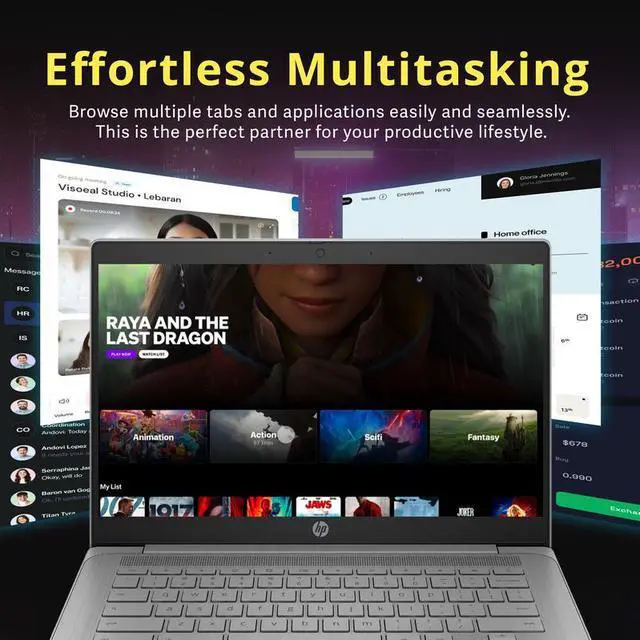Alt view image 6 of 7 - HP 14" HD Chromebook Laptop for Work & Study, Intel Celeron N4500, 4GB LPDDR4, 224GB Total Storage (64GB eMMC+160GB Docking Station), UHD Graphics, Long Battery Life, Webcam, Chrome OS, Modern Gray