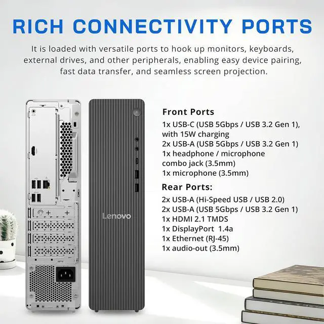 Alt view image 7 of 7 - Lenovo IdeaCentre Tower 8 Desktop PC, AMD Ryzen 7 250, 32GB DDR5 RAM, 3TB Storage (2TB SSD+1TB Docking Station Set), AMD Radeon 780M GPU, Copilot, Keyboard & Mouse, Win 11, Gray