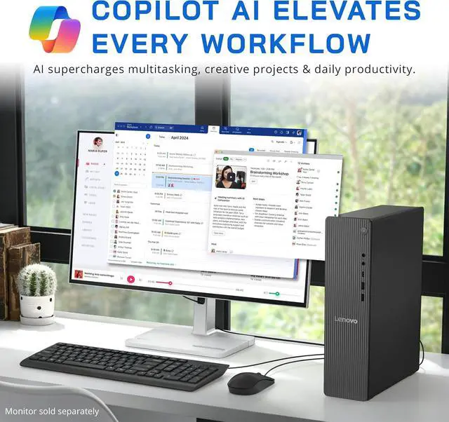 Alt view image 5 of 7 - Lenovo IdeaCentre Tower 8 Desktop PC, AMD Ryzen 7 250, 32GB DDR5 RAM, 3TB Storage (2TB SSD+1TB Docking Station Set), AMD Radeon 780M GPU, Copilot, Keyboard & Mouse, Win 11, Gray