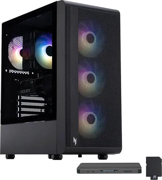 Main image of Acer Nitro 60 Gaming Desktop, Intel Core Ultra 5 225F, NVIDIA GeForce RTX 5060 8GB GDDR7, 32GB DDR5, 3TB Storage (2TB SSD+1TB Docking Station Set), ARGB Cooling Fans, Wi-Fi 6E, Win 11, Black