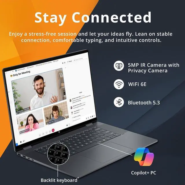 Alt view image 5 of 7 - HP OmniBook X Flip 16" 2K Touchscreen 2-in-1 AI Laptop, Intel Core Ultra 7 256V, 16GB LPDDR5X, 1.5TB Storage (512GB SSD+1TB Docking Station), Intel Arc 140V, Backlit Keyboard, Win 11, Gray