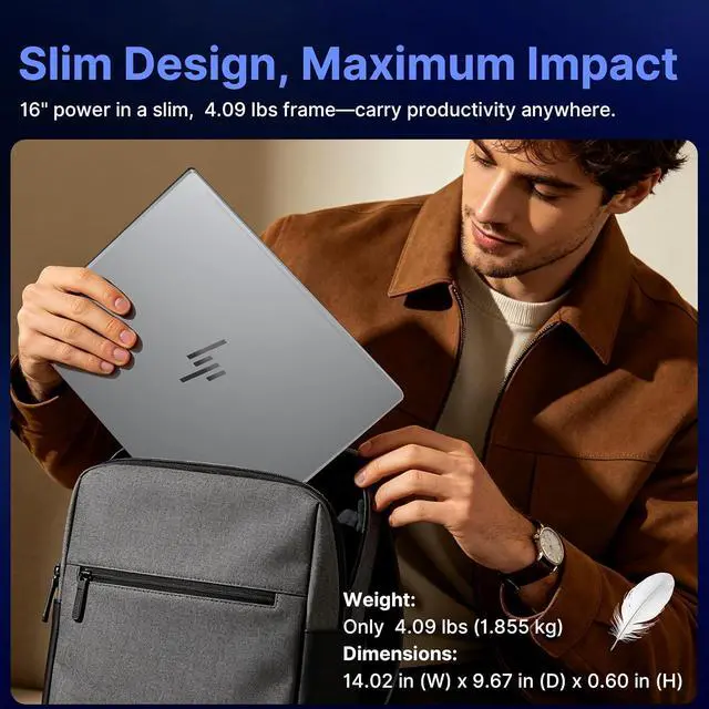 Alt view image 6 of 7 - HP OmniBook X Flip 2-in-1 Copilot+ PC Laptop, 16" FHD+ OLED Touchscreen, AMD Ryzen AI 9 465, 32GB LPDDR5X, 1.5TB Storage (512GB SSD+1TB Docking Station), Backlit Keyboard, Wi-Fi 7, Win 11 Pro, Silver