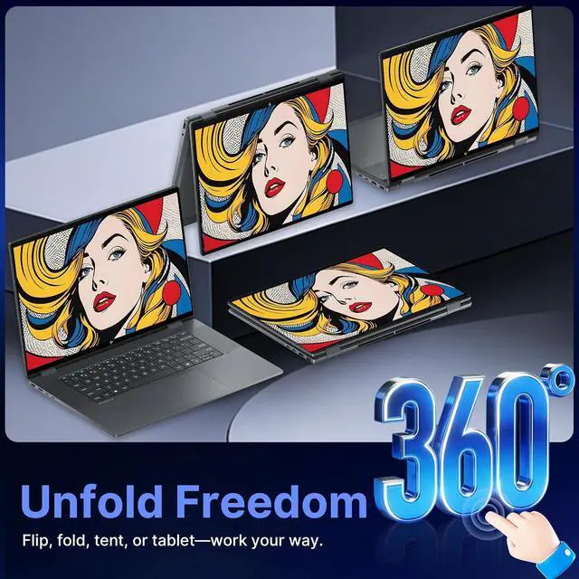 Alt view image 6 of 7 - HP OmniBook X Flip 2-in-1 16" 2K Touchscreen Laptop, Intel Ultra 9 288V, 32GB LPDDR5X, 1.5TB Storage (512GB SSD+1TB Docking Station), Intel Arc 140V, Backlit Keyboard, Copilot+ PC, Win 11, Gray