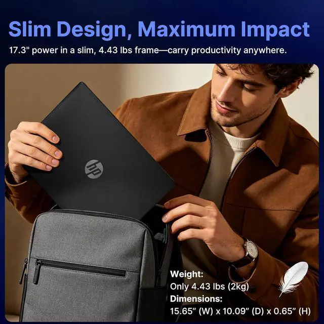 Alt view image 6 of 7 - HP OmniBook 3 17.3" FHD IPS Laptop, Intel Core Ultra 7 255U, 16GB DDR5, 1.5TB Storage (512GB SSD+1TB Docking Station), Copilot+ PC, Intel Graphics, Backlit Keyboard, Wi-Fi 7, Win 11 Pro, Mica Silver