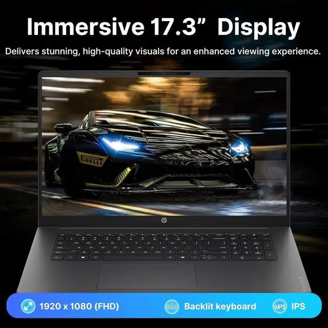 Alt view image 4 of 7 - HP OmniBook 3 17.3" FHD IPS Laptop, Intel Core Ultra 7 255U, 16GB DDR5, 1.5TB Storage (512GB SSD+1TB Docking Station), Copilot+ PC, Intel Graphics, Backlit Keyboard, Wi-Fi 7, Win 11 Pro, Mica Silver