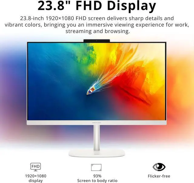 Alt view image 4 of 7 - HP OmniStudio 23.8" FHD All-in-One Desktop, Intel N150 Processor, 8GB DDR5, 288GB Storage (128GB UFS+160GB Docking Station Set), Intel Graphics, Keyboard & Mouse, Win 11, White
