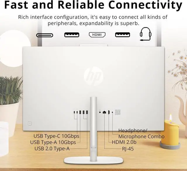 Alt view image 7 of 7 - HP OmniStudio 23.8" FHD All-in-One Desktop, Intel N150 Processor, 8GB DDR5, 288GB Storage (128GB UFS+160GB Docking Station Set), Intel Graphics, Keyboard & Mouse, Win 11, White