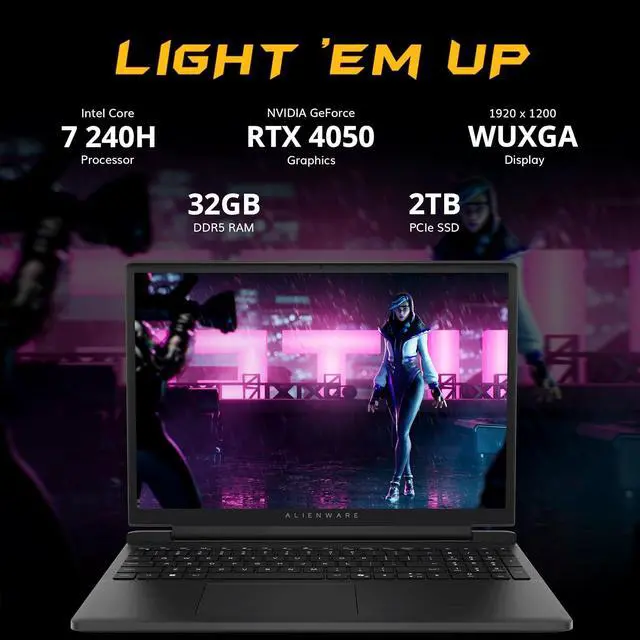 Alt view image 3 of 7 - Dell Alienware 15 15.3" WUXGA 165Hz Gaming Laptop, Intel Core 7-240H, NVIDIA GeForce RTX 4050, 32GB DDR5, 2TB SSD+1TB Docking Station , Backlit Keyboard, Wi-Fi 6, Win 11 Pro, Black