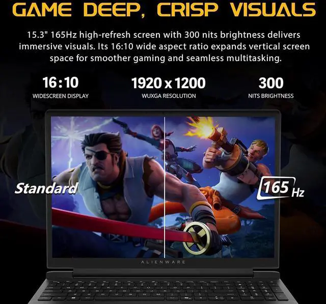 Alt view image 6 of 7 - Dell Alienware 15 15.3" WUXGA 165Hz Gaming Laptop, Intel Core 7-240H, NVIDIA GeForce RTX 4050, 64GB DDR5, 4TB SSD+1TB Docking Station Set, Backlit keyboard, Wi-Fi 6, Win 11, Black
