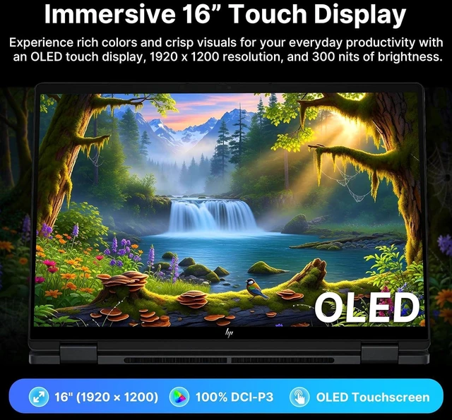 Alt view image 5 of 7 - HP OmniBook X Flip 16" 2K OLED 2-in-1 AI Laptop,Intel Core Ultra 7 355,16GB LPDDR5x,2TB SSD+1TB Dock Set,Intel graphics,Backlit Keyboard,Win 11 Pro,Gray