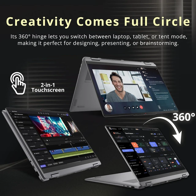 Alt view image 6 of 7 - Lenovo Yoga 7i 2-in-1 16" 2K Touchscreen Laptop, Intel Ultra 7 355, 16GB LPDDR5X, 1.5TB Storage (512GB SSD+1TB Docking Station), Copilot+ PC, Backlit Keyboard, Fingerprint Reader, Win 11, Luna Grey