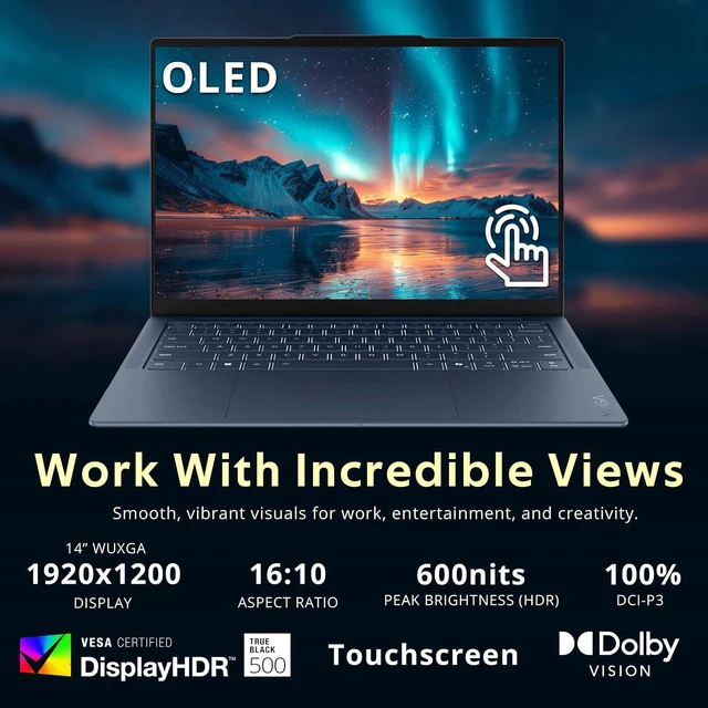 Alt view image 5 of 7 - Lenovo Yoga Slim 7X 14'' WUXGA Touch Copilot+ PC Laptop, Snapdragon X2E-80-100, 16GB LPDDR5X, 2TB Storage(1TB SSD+1TB Docking Station), Qualcomm Adreno, Backlit, Wi-Fi 7, Win 11, Cosmic Blue
