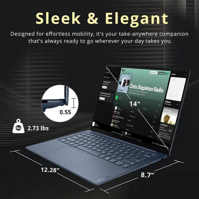 Alt view image 6 of 7 - Lenovo Yoga Slim 7x 14" 2K OLED Touch Laptop, Snapdragon X2 Plus X2P-42-100, 16GB LPDDR5X, 2TB Storage (1TB SSD+1TB Docking Station), Qualcomm Adreno, Backlit Keyboard, Windows 11 Pro, Cosmic Blue
