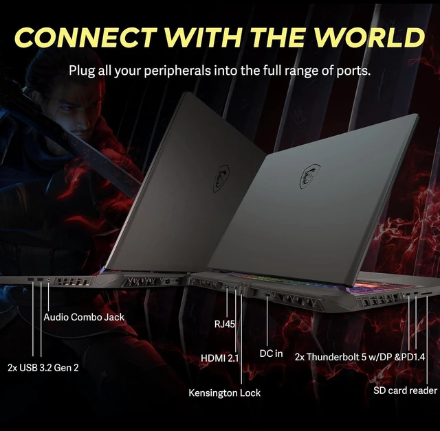 Alt view image 7 of 7 - msi Vector 16 HX AI 16" FHD+ Gaming Laptop, Intel Core Ultra 7 255HX, RTX 5070Ti 12GB GDDR7, 16GB DDR5, 2TB Storage(1TB SSD+1TB Docking Station Set), WiFi 6E, Backlit Keyboard, Win 11, Gray