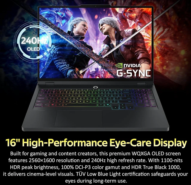 Alt view image 6 of 7 - Lenovo Legion Pro 5 16" WQXGA 240Hz Gaming Laptop, Intel Ultra 9 275HX, GeForce RTX 5070 Ti, 32GB DDR5, 2TB Storage (1TB SSD+1TB Docking Station), 24-Zone RGB Backlit Keyboard, Win 11, Eclipse Black