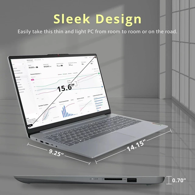Alt view image 6 of 7 - Lenovo IdeaPad Slim 3i 15.6" FHD Anti-Glare Business Laptop, Intel Core i3-N305, 8GB LPDDR5 RAM, 1.12TB Storage(128GB UFS+1TB Docking Station), Intel UHD Graphics, WiFi 6, Win 11 Pro, Gray