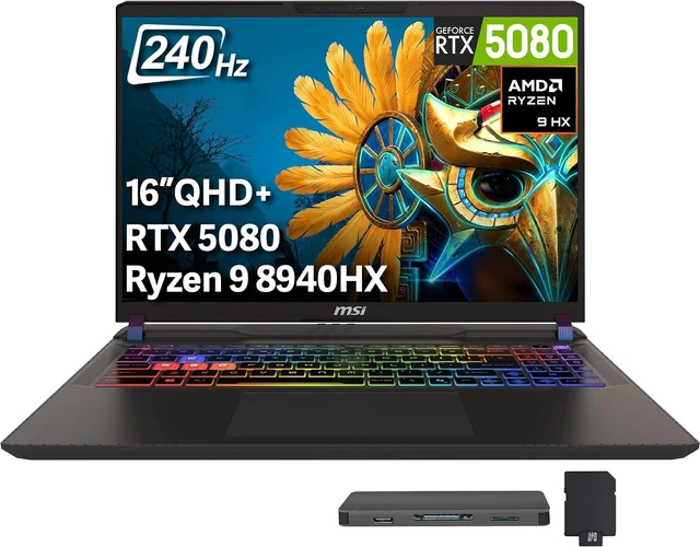 Main image of msi Vector A16 16" QHD+ 240Hz Gaming Laptop,AMD Ryzen 9 8940HX,NVIDIA GeForce RTX 5080,32GB DDR5,2TB Storage(1TB SSD+1TB Docking Station Set),24-Zone RGB Backlit Keyboard,Win 11,Cosmo Gray