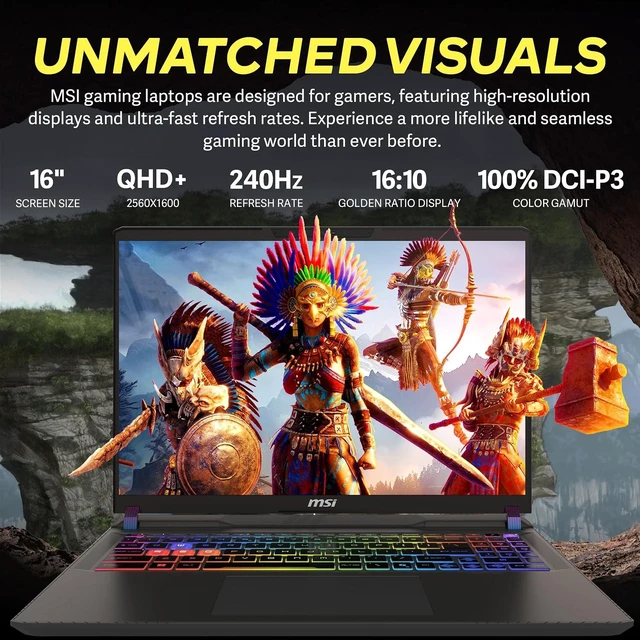 Alt view image 6 of 7 - msi Vector A16 16" QHD+ 240Hz Gaming Laptop,AMD Ryzen 9 8940HX,NVIDIA GeForce RTX 5080,32GB DDR5,2TB Storage(1TB SSD+1TB Docking Station Set),24-Zone RGB Backlit Keyboard,Win 11,Cosmo Gray