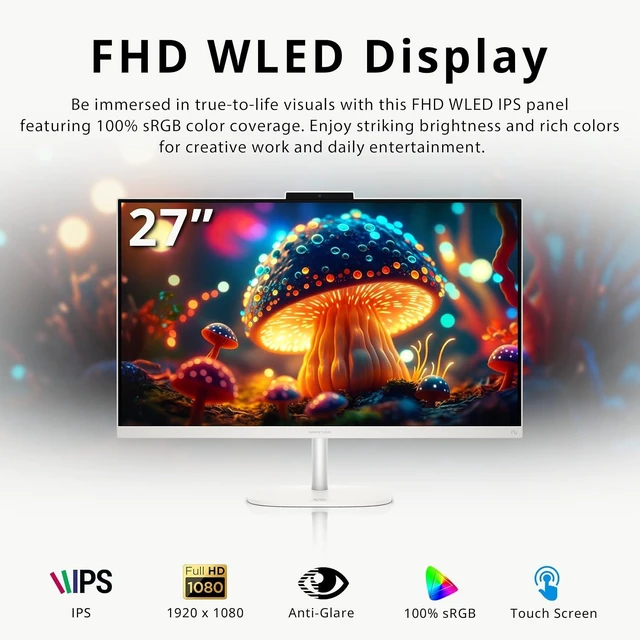 Alt view image 4 of 7 - HP OmniStudio 27" FHD IPS Touchscreen All-in-One Desktop AI PC, Intel Core Ultra 7 355, 64GB RAM, 5TB Storage (4TB SSD+1TB Docking Station Set), Keyboard & Mouse, FHD Camera, Wi-Fi 7, Win 11, White
