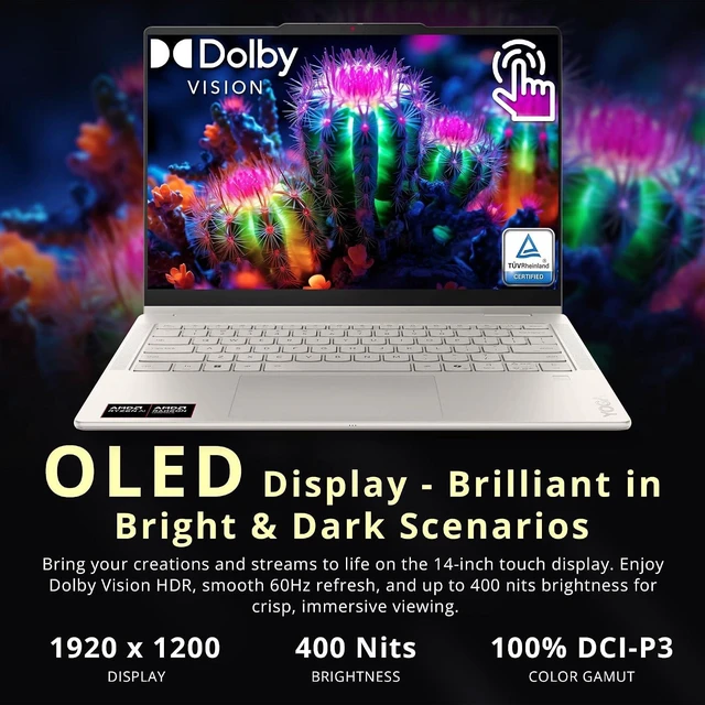 Alt view image 5 of 7 - Lenovo Yoga 7a 2-in-1 14" WUXGA OLED Touch Laptop, AMD Ryzen AI 7 445, 24GB LPDDR5X, 1.5TB Storage (512GB SSD+1TB Docking Station), Copilot+ PC, Backlit, Fingerprint Reader, Win 11, Seashell