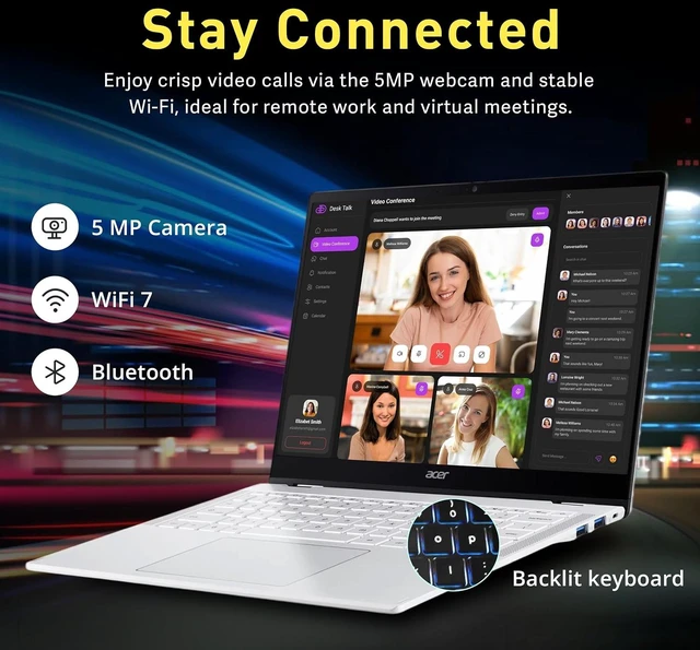 Alt view image 5 of 7 - Acer Chromebook Plus Spin 514 14" 2-in-1 WUXGA Touch Laptop, MediaTek Kompanio Ultra 910, 12GB LPDDR5X, 416GB Storage(256GB UFS+160GB Docking Station Set), Backlit Keyboard, Chrome OS, Platinum Silver