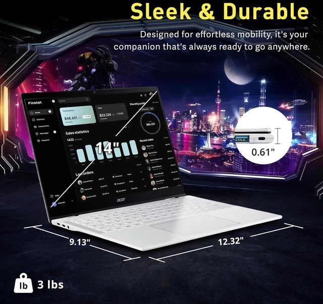 Alt view image 6 of 7 - Acer Chromebook Plus Spin 514 14" 2-in-1 WUXGA Touch Laptop, MediaTek Kompanio Ultra 910, 12GB LPDDR5X, 416GB Storage(256GB UFS+160GB Docking Station Set), Backlit Keyboard, Chrome OS, Platinum Silver