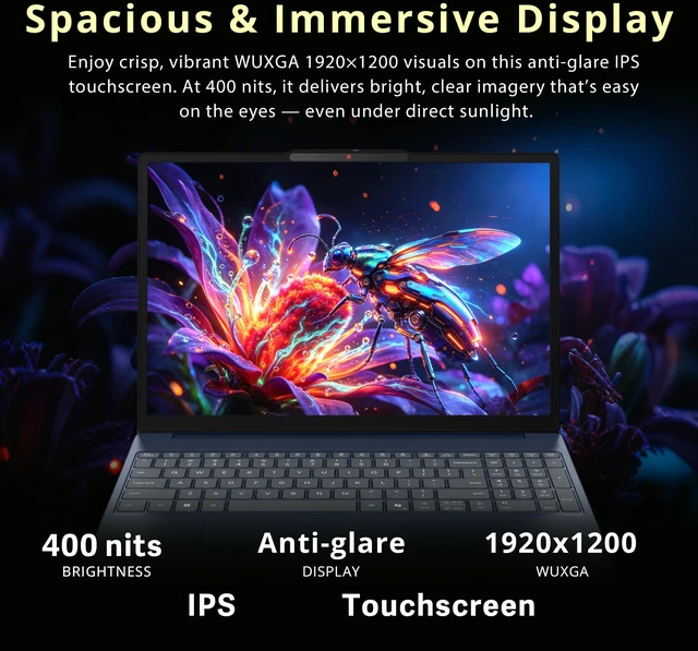 Alt view image 4 of 7 - Lenovo IdeaPad Slim 3i 15.3" WUXGA Touch Laptop, Intel Core 7 350, 16GB DDR5 RAM, 1.5TB Storage (512GB SSD+1TB Docking Station), Intel Graphics, 720p HD Camera, Numeric Keypad, Win 11 Pro, Cosmic Blue