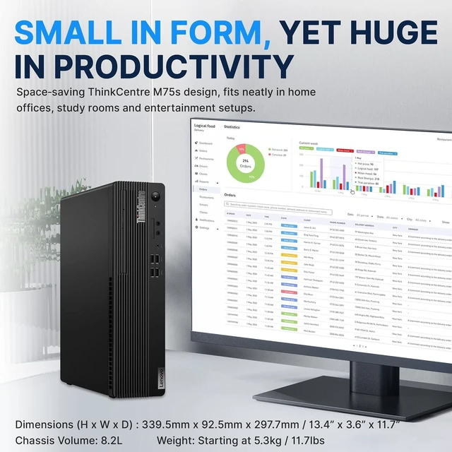 Alt view image 5 of 7 - Lenovo ThinkCentre M75s Gen 5 Business Desktop, AMD Ryzen 7 PRO 8700G, 16GB DDR5, 1.5TB Storage (512GB SSD+1TB Docking Station), AMD Radeon 780M, Wi-Fi 6, Wired Keyboard & Mouse, Win 11 Pro, Black