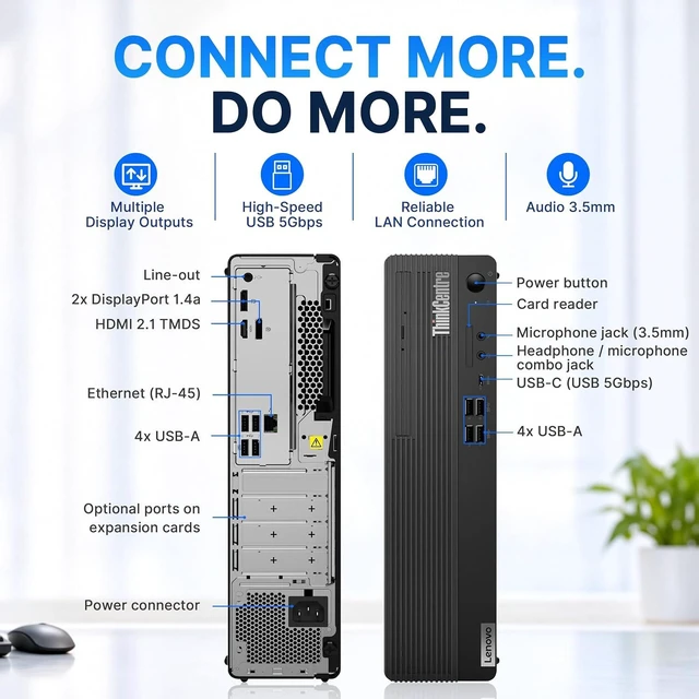 Alt view image 7 of 7 - Lenovo ThinkCentre M75s Gen 5 Business Desktop, AMD Ryzen 7 PRO 8700G, 16GB DDR5, 1.5TB Storage (512GB SSD+1TB Docking Station), AMD Radeon 780M, Wi-Fi 6, Wired Keyboard & Mouse, Win 11 Pro, Black