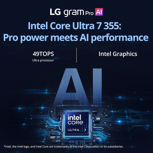 Alt view image 4 of 7 - LG gram Pro 16" WQXGA Touchscreen Dual AI Business Laptop, Intel Core Ultra 7 355, 32GB LPDDR5X, 2TB Storage(1TB SSD+1TB Docking Station Set), Backlit Keyboard, Facial recognition, Win 11, Black