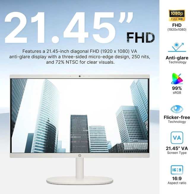 Alt view image 6 of 7 - HP 21.45" FHD All-in-One Business Desktop, Intel Processor N200, 8GB DDR5, 288GB Storage (128GB UFS+160GB Docking Station), Intel UHD Graphics, Wireless Keyboard & Mouse, Wi-Fi 6, Win 11 S, White