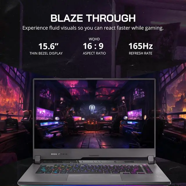 Alt view image 3 of 7 - ASUS ROG Strix G15 Gaming Laptop, 15.6" WQHD 165Hz IPS Display, AMD Ryzen 7-6800H, 16GB DDR5, 1TB SSD, RGB Backlit Keyboard, GeForce RTX 3060 6G, Win 11 Pro, WI-FI 6, Gray, with 32GB USB Card