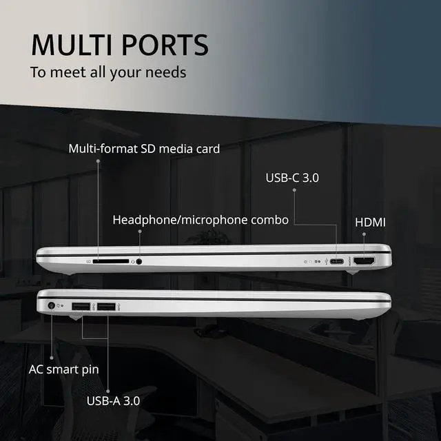 Alt view image 7 of 7 - HP 15.6" FHD Laptop, Intel Core i3-1215U, 32GB DDR4 RAM, 2TB SSD, Intel UHD Graphics, Numeric Keypad, HD Camera, WiFi, Bluetooth, Windows 11, Silver, 32GB Hotface USD Card