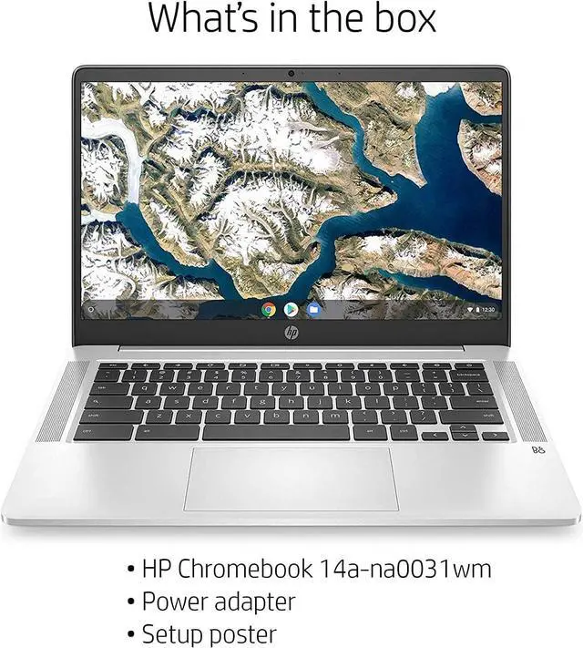 Alt view image 5 of 5 - HP Chromebook 14A-NA0031WM 14" 4GB 64GB Intel Pentium Silver N5000 X4 1.1GHz Chrome OS, Silver
