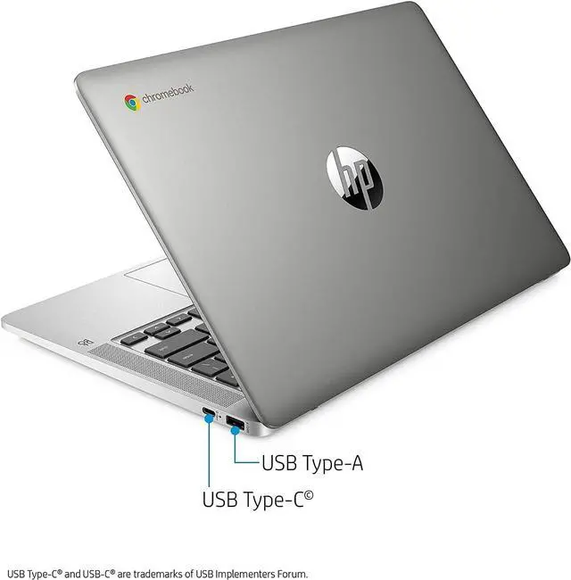 Alt view image 3 of 5 - HP Chromebook 14A-NA0031WM 14" 4GB 64GB Intel Pentium Silver N5000 X4 1.1GHz Chrome OS, Silver