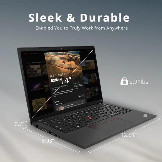 Alt view image 7 of 7 - Lenovo Thinkpad T14 Gen 3 14.0" WUXGA Touchscreen 300 nits Laptop, AMD Ryzen 7 PRO 6850U, 16GB RAM, 2TB PCIe SSD, Backlit Keyboard, AMD Radeon 680M, Win11 Pro, Black, 32GB Hotface USB Card