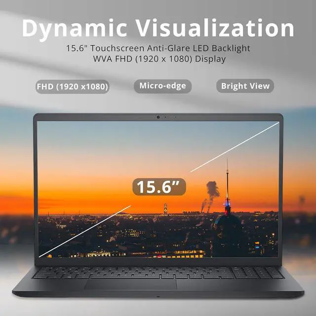 Alt view image 3 of 6 - Dell Inspiron 15 3520 Laptop, 15.6" FHD Touchscreen, Intel Gen 11th Core i5 1155G7 Processor, 16GB DDR4 RAM, 512GB PCIe SSD, Intel UHD Graphics, Wi-Fi 5, Windows 11 Pro, Black