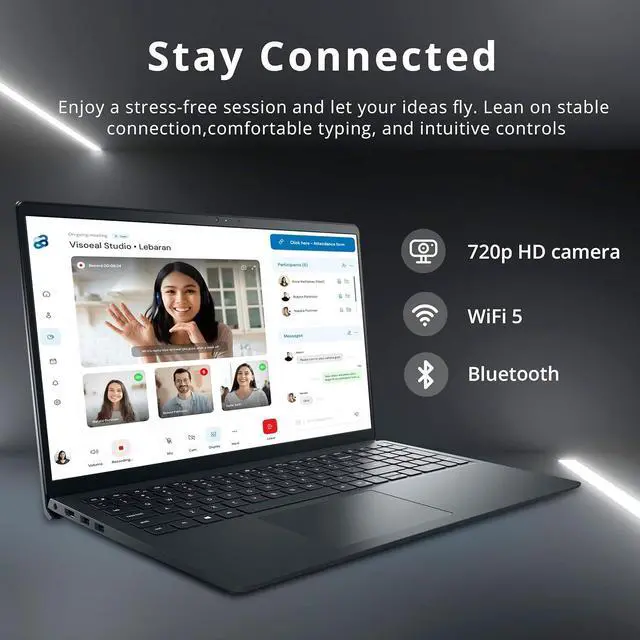 Alt view image 2 of 6 - Dell Inspiron 15 3520 Laptop, 15.6" FHD Touchscreen, Intel Gen 11th Core i5 1155G7 Processor, 16GB DDR4 RAM, 512GB PCIe SSD, Intel UHD Graphics, Wi-Fi 5, Windows 11 Pro, Black