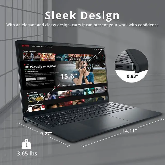 Alt view image 6 of 7 - Dell Inspiron 15 3520 Laptop, 15.6" FHD Touchscreen, Intel Gen 11th Core i5 1155G7 Processor, 32GB DDR4 RAM, 2TB PCIe SSD, Intel UHD Graphics, Wi-Fi 5, Windows 11 Pro, Black