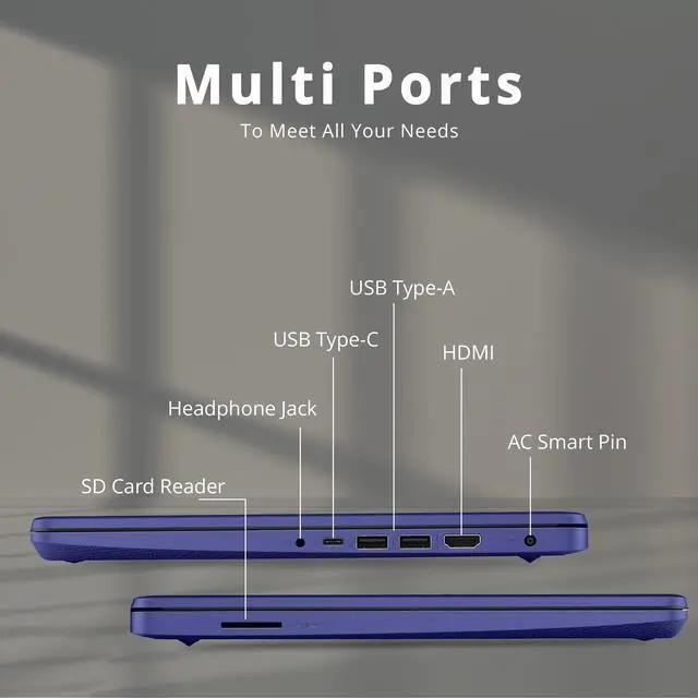Alt view image 7 of 7 - HP Stream 14" HD BrightView Laptop, Intel Celeron N4020 Processor, 8GB RAM, 64GB Storage, Intel HD Graphics, 720p Webcam, 1 Year Office 365, Blue, Win 11 S, 32GB Hotface USB Card