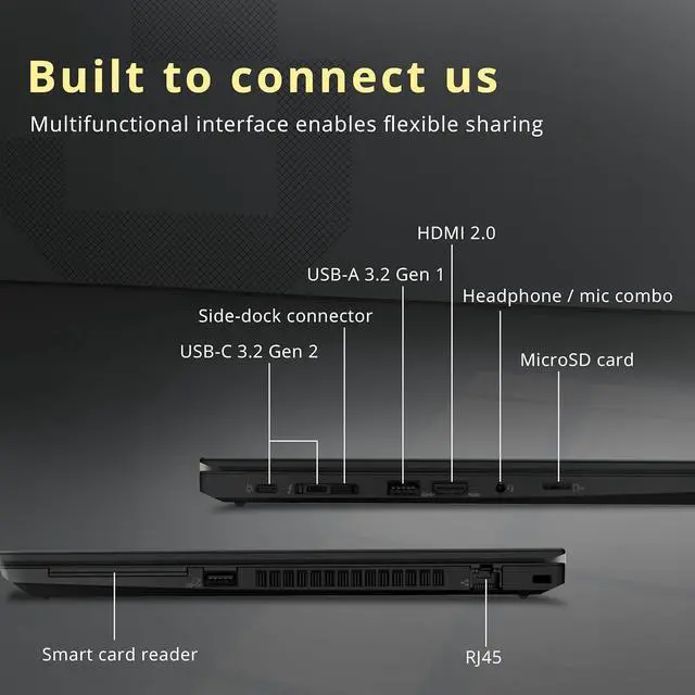Alt view image 7 of 7 - Lenovo ThinkPad T14 Gen 2 Business Laptop, 14" FHD Display, AMD Ryzen 7 Pro 5850U, 16GB RAM, 512GB PCIe SSD, AMD Radeon Graphics, 720P HD Webcam, Wi-Fi 6, Win 10 Pro, Black, 32GB Hotface USB Card