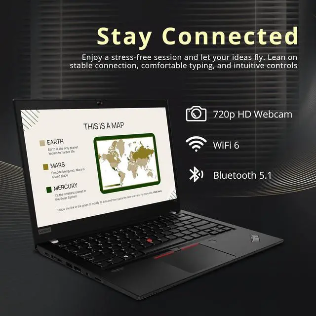 Alt view image 3 of 7 - Lenovo ThinkPad T14 Gen 2 Business Laptop, 14" FHD Display, AMD Ryzen 7 Pro 5850U, 16GB RAM, 512GB PCIe SSD, AMD Radeon Graphics, 720P HD Webcam, Wi-Fi 6, Win 10 Pro, Black, 32GB Hotface USB Card