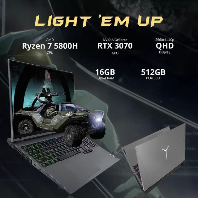 Alt view image 3 of 7 - Lenovo Legion 5 Pro 16" QHD 165Hz Gaming Laptop, AMD Ryzen 7 5800H, 16GB RAM, 512GB PCIe SSD, NVIDIA GeForce RTX 3070, Backlit Keyboard, 720P Webcam, Grey, Win 11 Pro, 128GB Hotface Extension Set