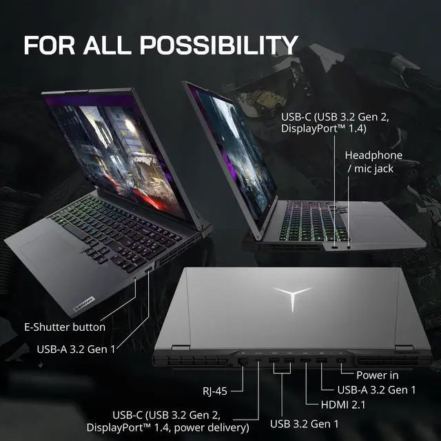 Alt view image 7 of 7 - Lenovo Legion 5 Pro 16" QHD 165Hz Gaming Laptop, AMD Ryzen 7 5800H, 16GB RAM, 512GB PCIe SSD, NVIDIA GeForce RTX 3070, Backlit Keyboard, 720P Webcam, Grey, Win 11 Pro, 128GB Hotface Extension Set