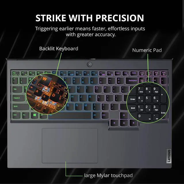 Alt view image 6 of 7 - Lenovo Legion 5 Pro 16" QHD 165Hz Gaming Laptop, AMD Ryzen 7 5800H, 16GB RAM, 512GB PCIe SSD, NVIDIA GeForce RTX 3070, Backlit Keyboard, 720P Webcam, Grey, Win 11 Pro, 128GB Hotface Extension Set